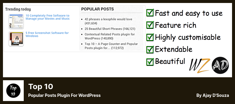 Complemento Top 10 - Complemento de publicaciones populares para WordPress