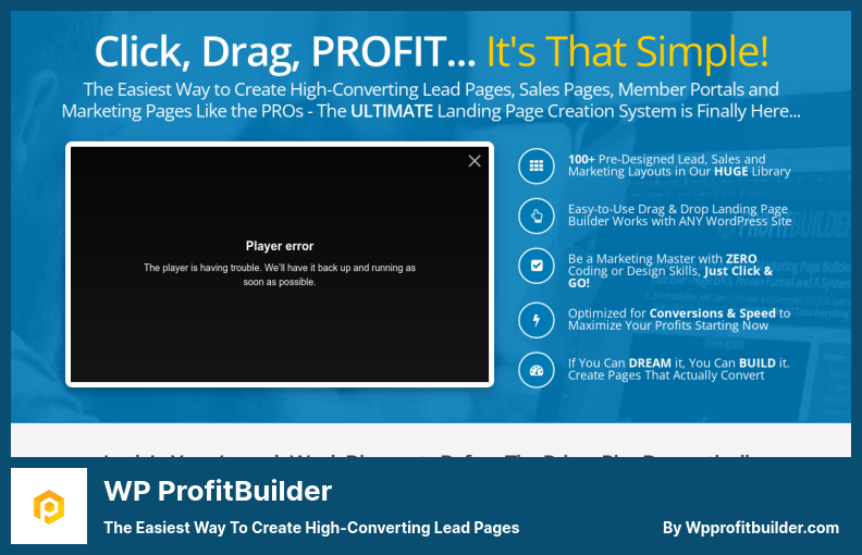 Plugin WP ProfitBuilder - Le moyen le plus simple de créer des pages de prospects à forte conversion