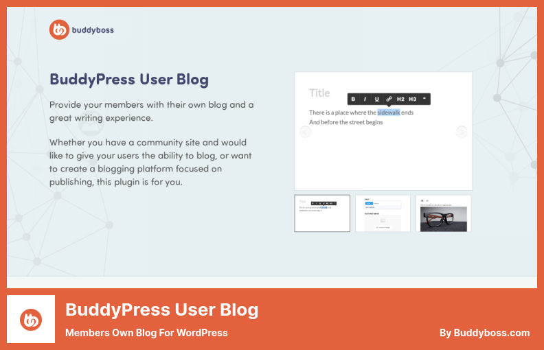 ปลั๊กอินบล็อกผู้ใช้ BuddyPress - บล็อกของสมาชิกเองสำหรับ WordPress