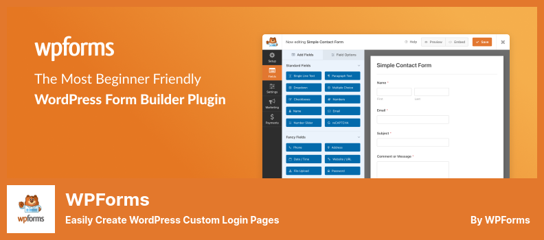 Plugin WPForms - Créez facilement des pages de connexion personnalisées WordPress