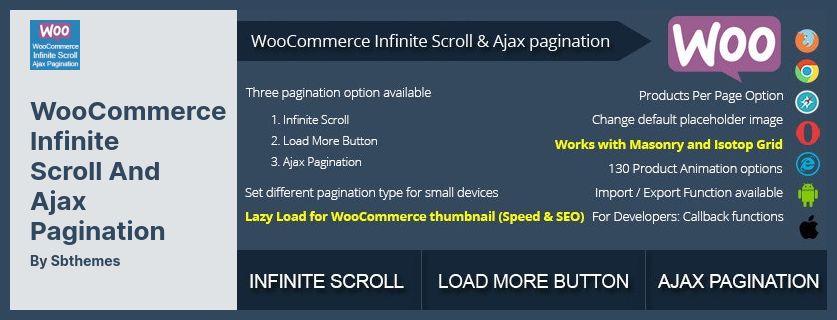 Complemento WooCommerce Infinite Scroll y Ajax Pagination: convierta fácilmente la paginación predeterminada del producto en Infinite Scroll o Ajax Pagination