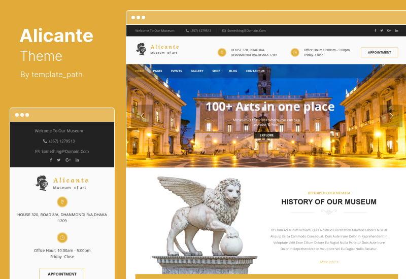 Tema di Alicante - Tema WordPress per la mostra museale