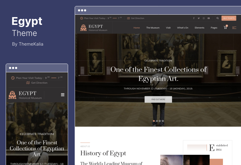 Tema de Egipto - Tema de WordPress para exposiciones de museos