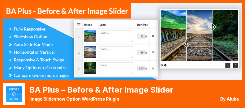 BA Plus – Înainte și după Plugin Slider Image - Opțiune pentru prezentare de imagini Plugin WordPress