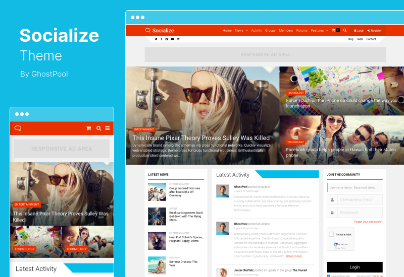 Socializza tema - Tema WordPress multiuso BuddyPress