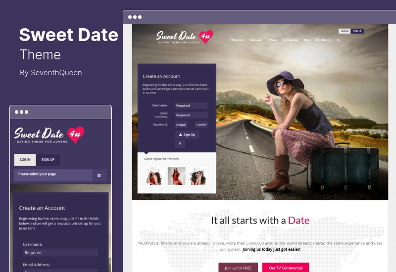 Tema Sweet Date - Più di un tema di appuntamenti WordPress