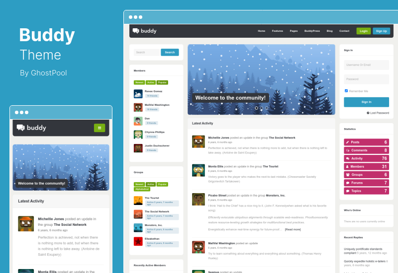 Buddy Theme - 简单的 WordPress 和 BuddyPress 主题