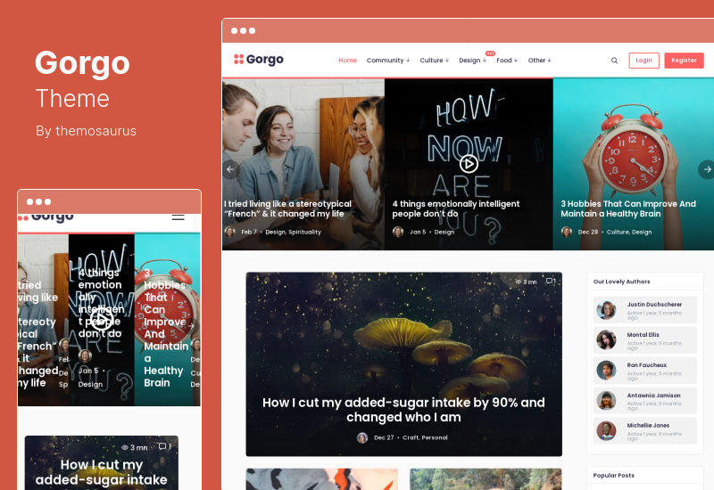 Gorgo Theme — многоцелевая совместная блог-сообщество BuddyPress WordPress Theme