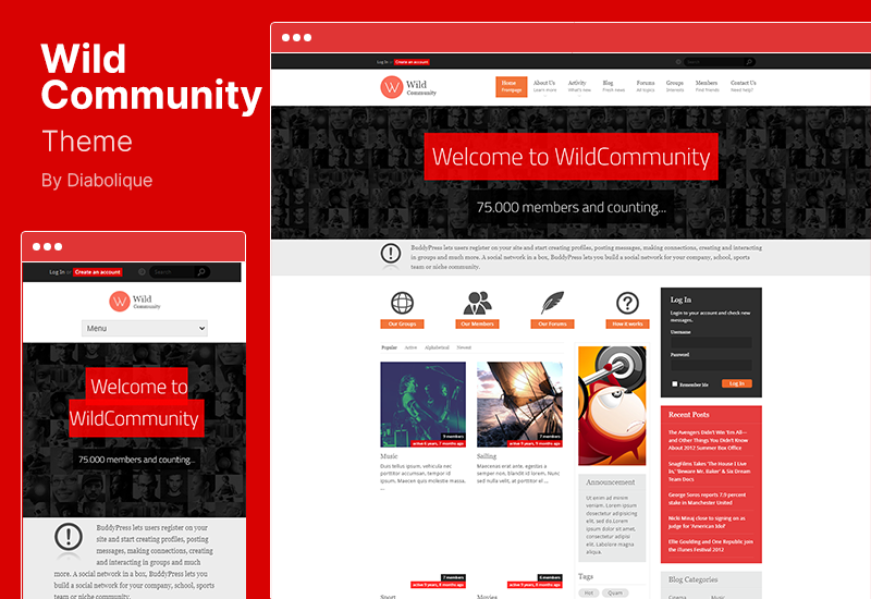 Tema WildCommunity - Tema WordPress da Comunidade BuddyPress