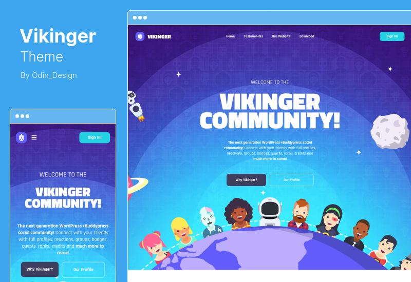 Tema Vikinger - Tema WordPress della comunità sociale di BuddyPress GamiPress