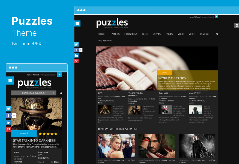 Thème Puzzles - Critique de magazine avec thème WordPress Store