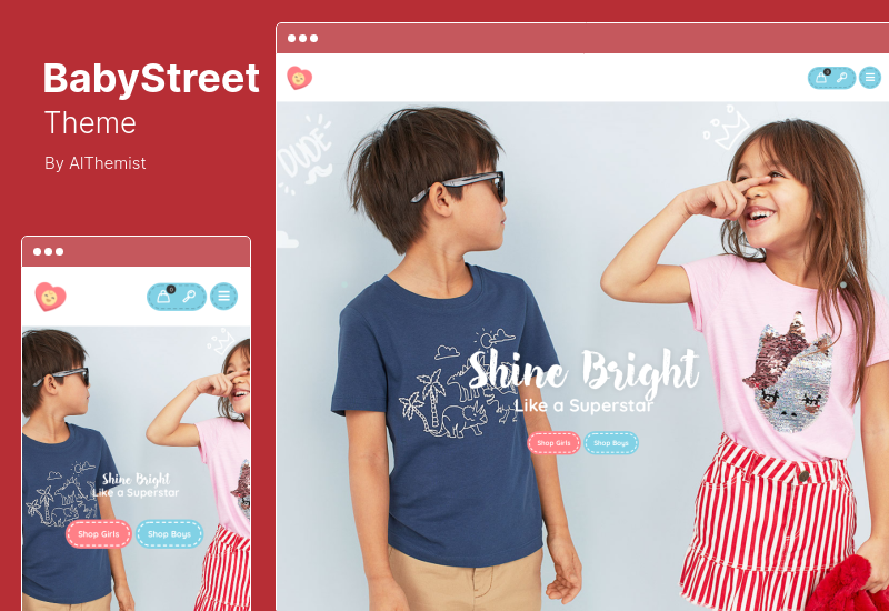 Tema BabyStreet - Tema WooCommerce para Crianças Brinquedos Lojas de Roupas