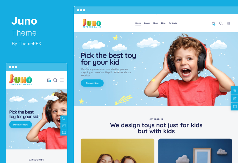 Juno Theme - Tema de WordPress para tienda de juegos y juguetes para niños