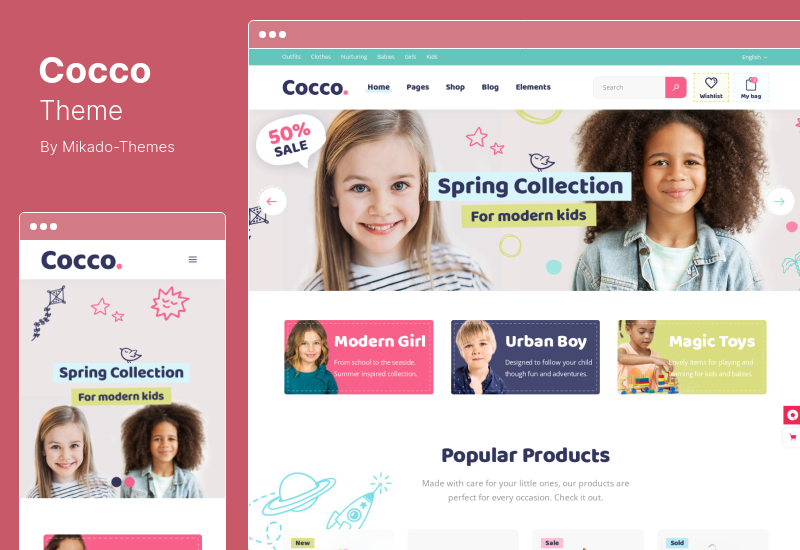 Cocco Theme - متجر الأطفال وموضوع Baby Shop WooCommerce