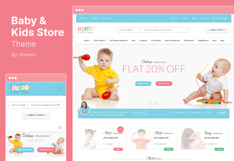 Tema para tienda de bebés y niños - Tema Woocommerce para comercio electrónico de tiendas de bebés y niños