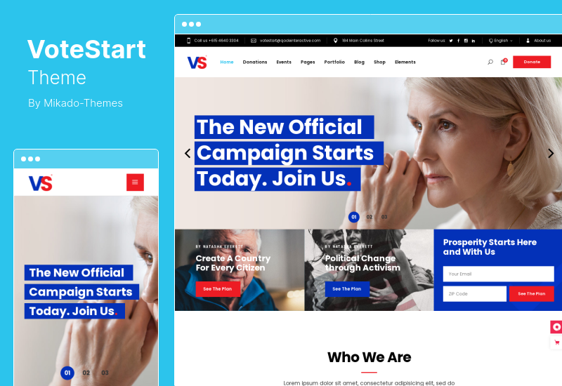 VoteStart Theme - ธีม WordPress แคมเปญทางการเมือง