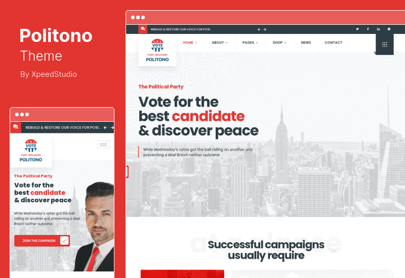 Tema Politono - Tema WordPress della campagna elettorale politica