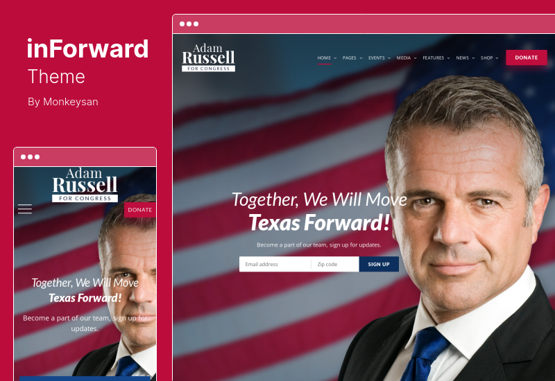 Tema inForward - Tema WordPress de Partido de Campanha Política