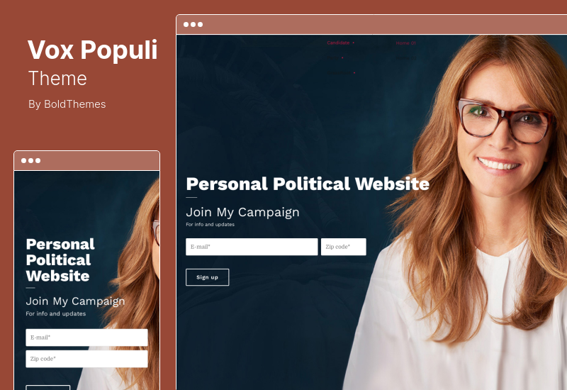 Tema Vox Populi - Partidul politic, tema WordPress de bază pentru candidat