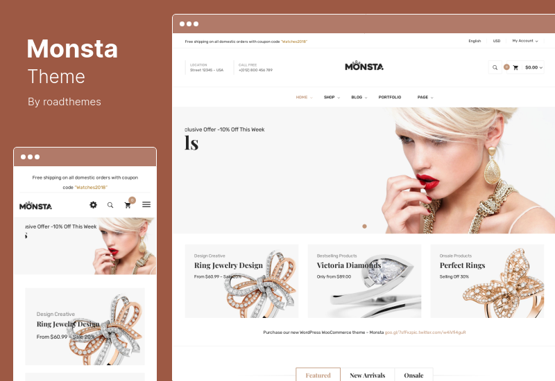 Monsta Theme — ювелирная тема для WooCommerce WordPress