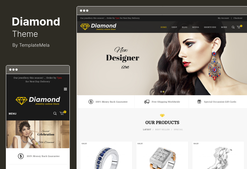 Motyw diamentu - responsywny motyw WooCommerce