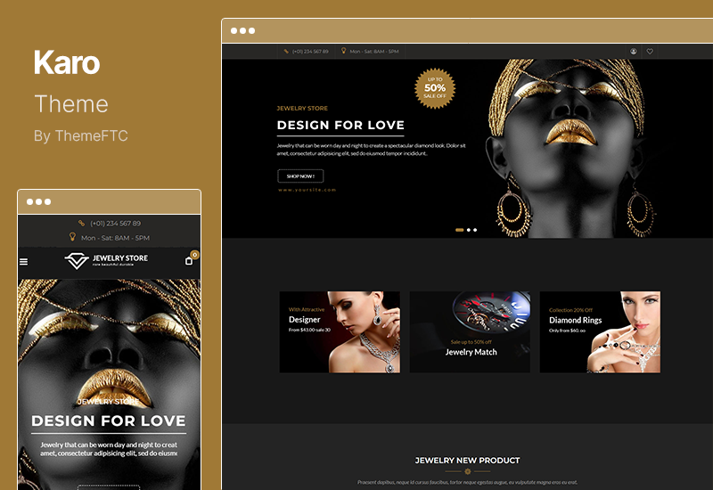 Tema Karo - Tema WordPress WooCommerce di gioielli con diamanti