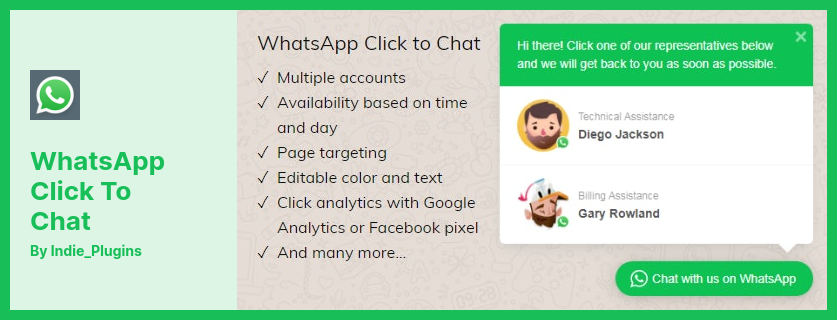 Plugin WhatsApp Click to Chat - un plugin WhatsApp pour votre canal de support client