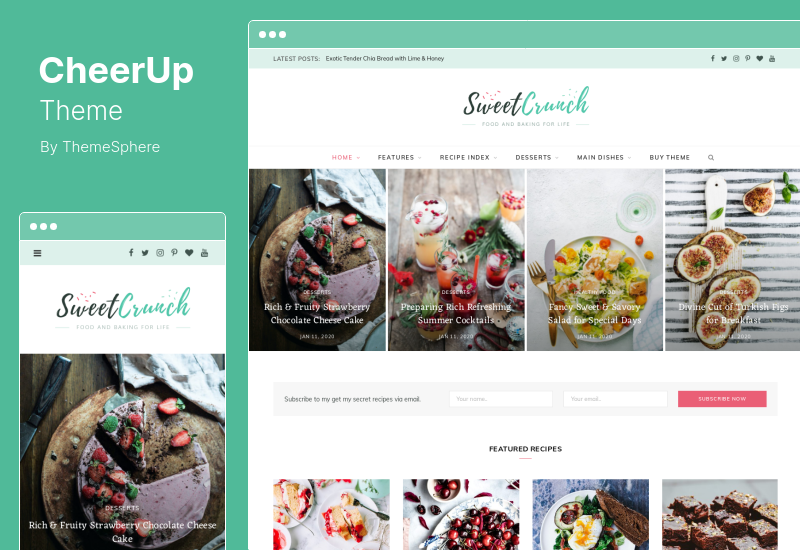 CheerUp Theme - Tema de WordPress para revista de comida y blog