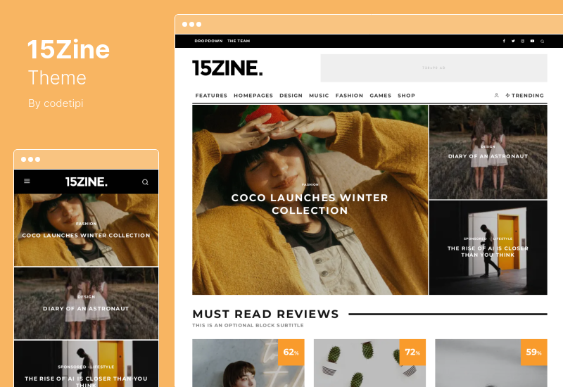 15Zine Theme - مجلة صحيفة مدونة أخبار WordPress Theme