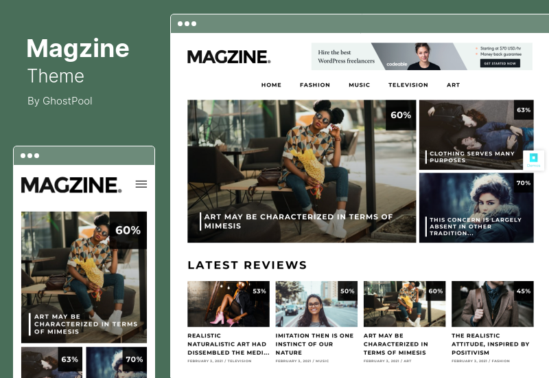 Magzine Theme - Elementor Review Magazine WordPress тема