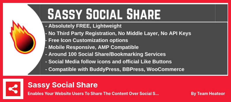 Plugin Sassy Social Share - Permite que os usuários do seu site compartilhem o conteúdo por meio de serviços de compartilhamento social e favoritos