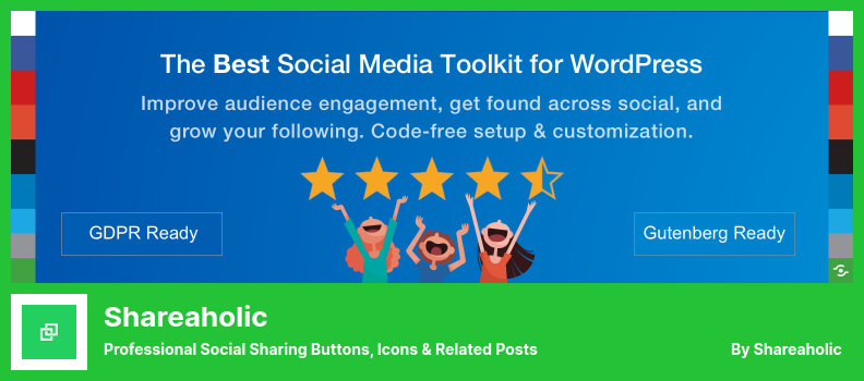Shareaholicプラグイン-プロのソーシャル共有ボタン、アイコン、関連記事