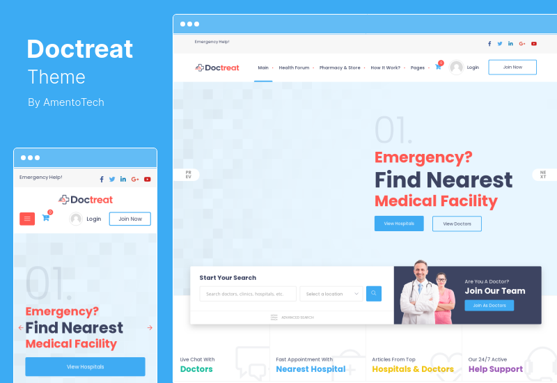 موضوع Doctreat - سمة WordPress لدليل الأطباء