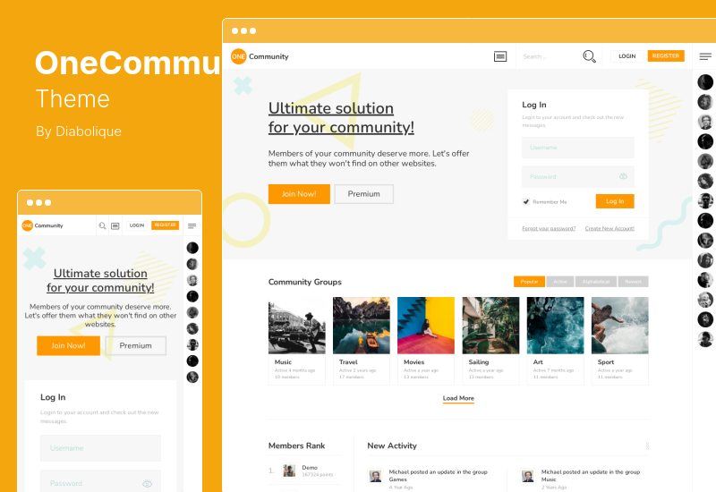 Tema OneCommunity - Tema WordPress de membru BuddyPress