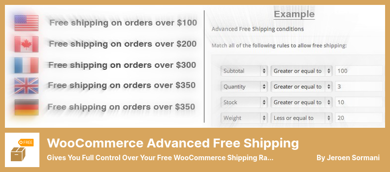 ปลั๊กอินการจัดส่งฟรีขั้นสูงของ WooCommerce - ให้คุณควบคุมอัตราค่าจัดส่ง WooCommerce ฟรีของคุณ