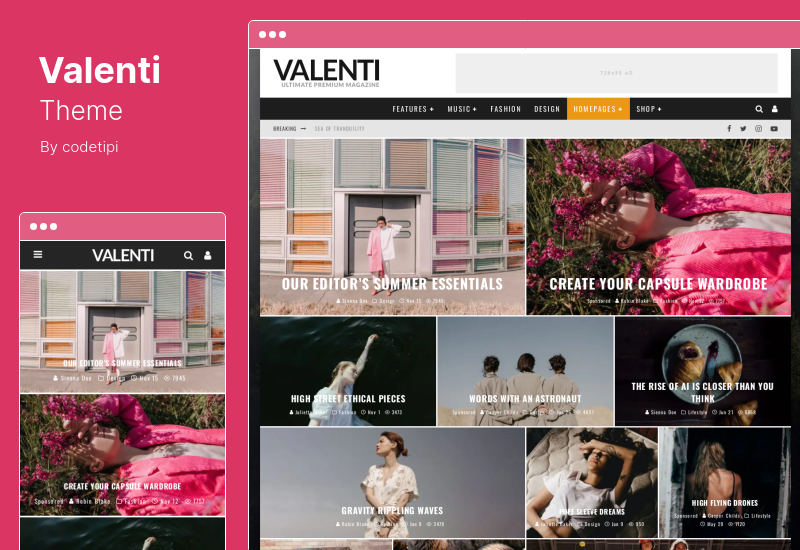 Valenti Theme - موضوع مجلة WordPress HD Review News