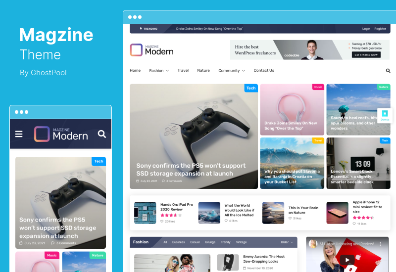 Tema Magzine - Tema WordPress di Elementor Review Magazine