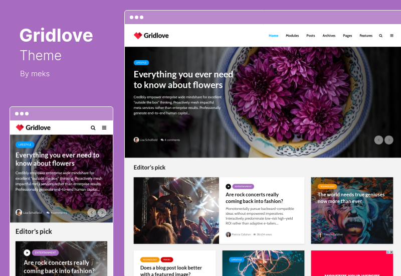 Tema Gridlove - Tema WordPress della rivista del portale di notizie