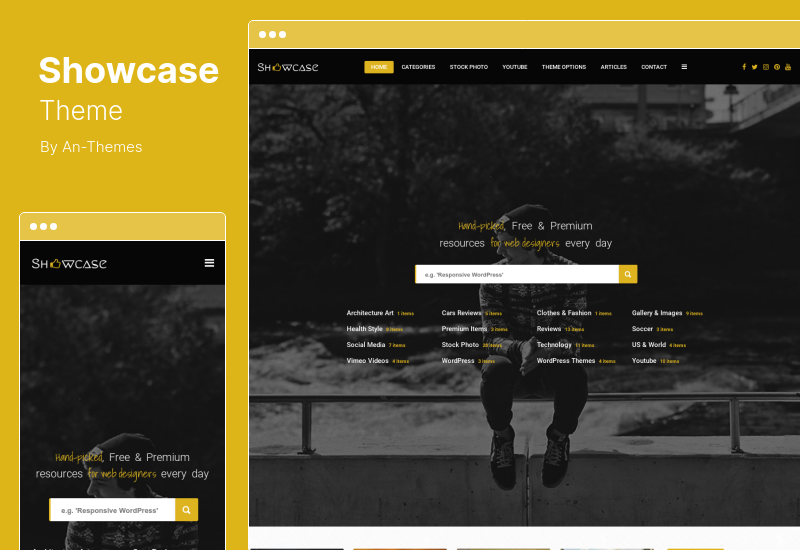 Showcase Theme — адаптивная тема блога WordPress Grid и Masonry