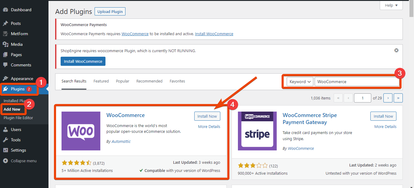 installer WooCommerce pour migrer Shopify vers WooCommerce