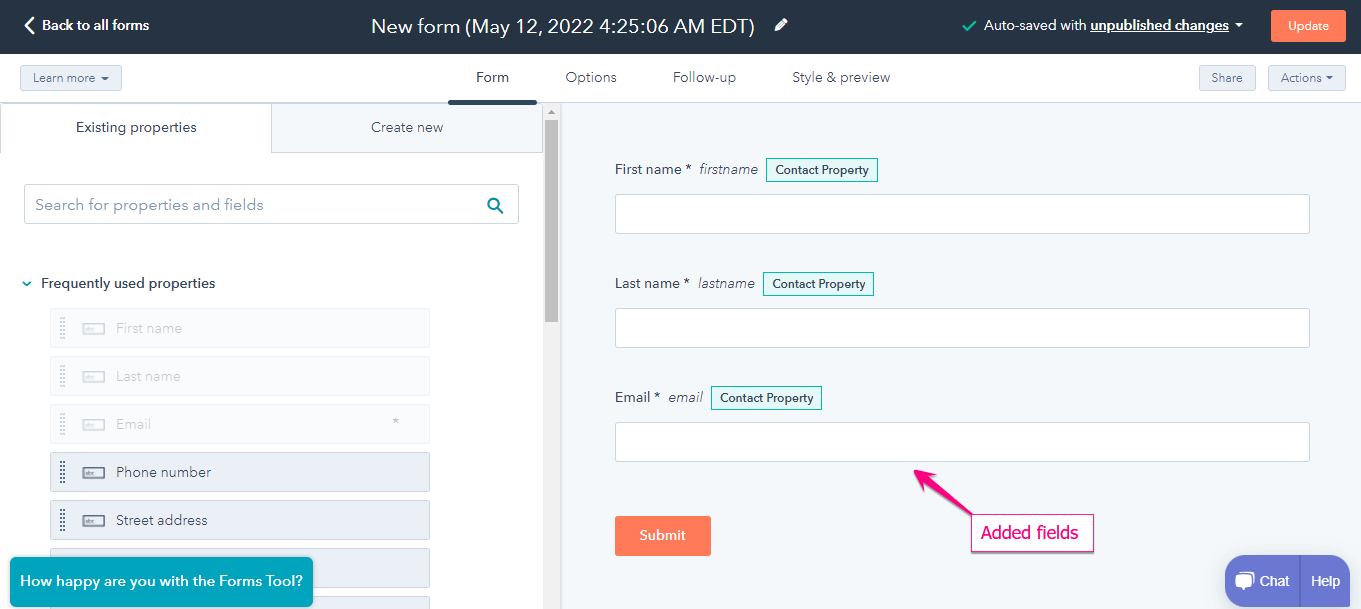 bidang formulir default MetForm