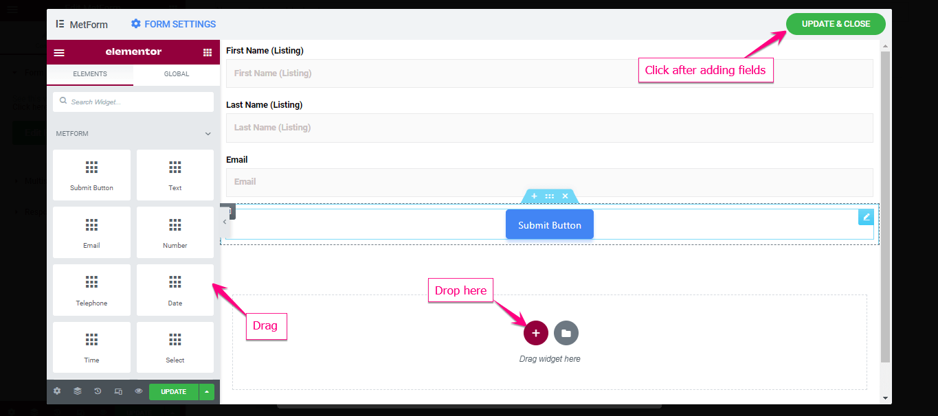 HubSpot統合のフォームを更新します