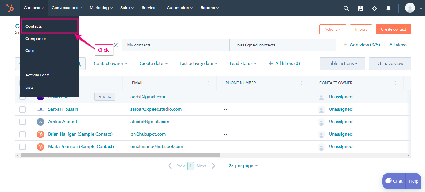 HubSpot ile test formu