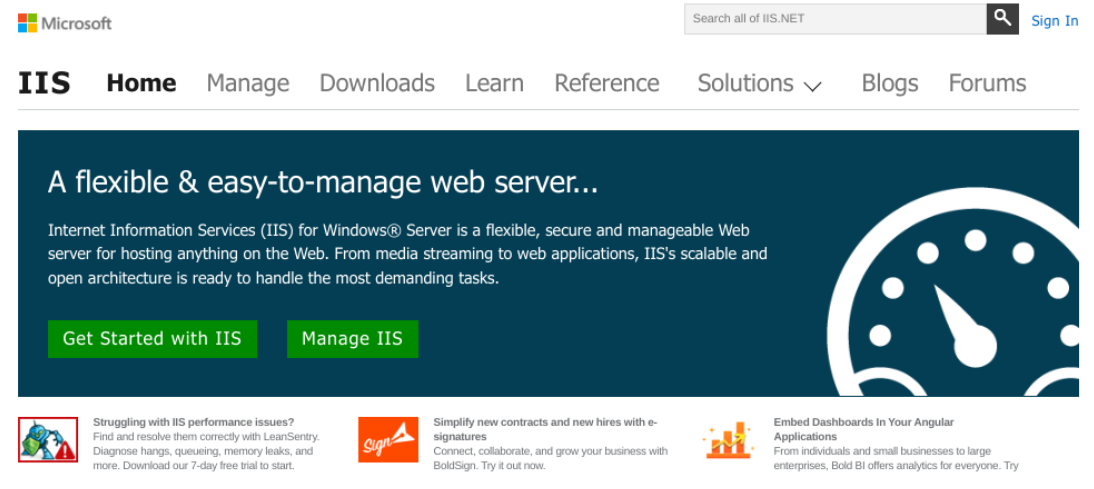 موقع Microsoft IIS على الويب.