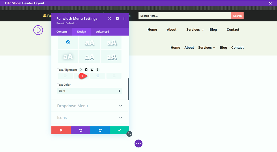Divi Respive Logo Full Width Menu Text Alignment