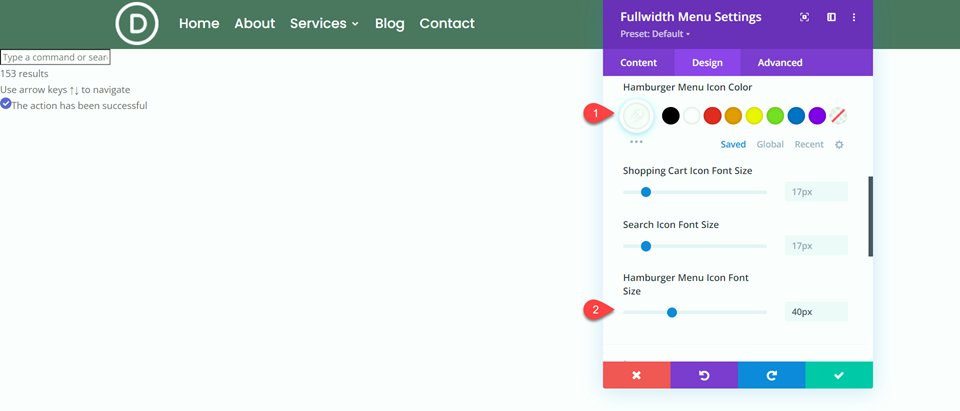 Divi Fullwidth vs Regular Menu Module Fullwidth Hamburger Menu Settings (إعدادات قائمة همبرغر كاملة العرض)