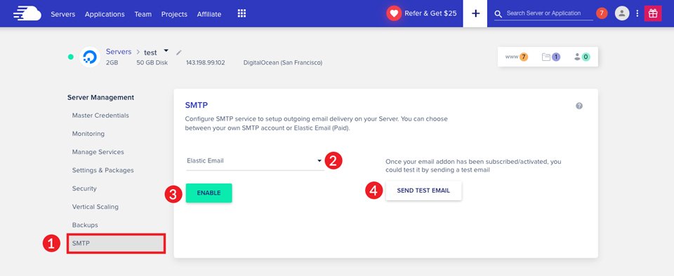 Configurar o SMTP do Cloudways com Elastic