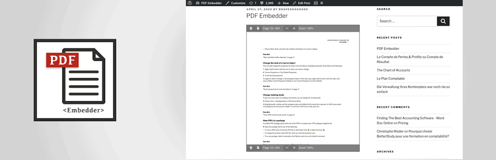 El complemento PDF Embedder.