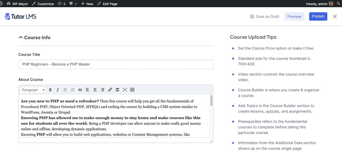 กวดวิชา LMS ฟรอนต์เอนด์บรรณาธิการ