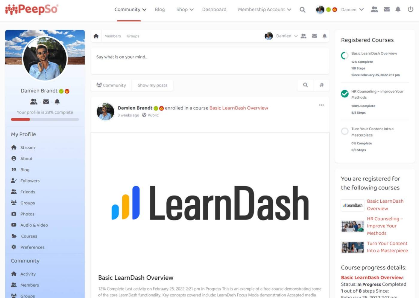 Integración de PeepSo LearnDash